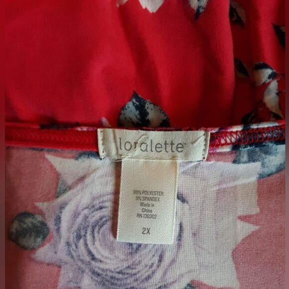 Loralette red floral open shoulder blouse - Picture 5 of 5